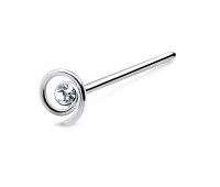 Round Stone Straight Nose Stud Silver NSKA-09